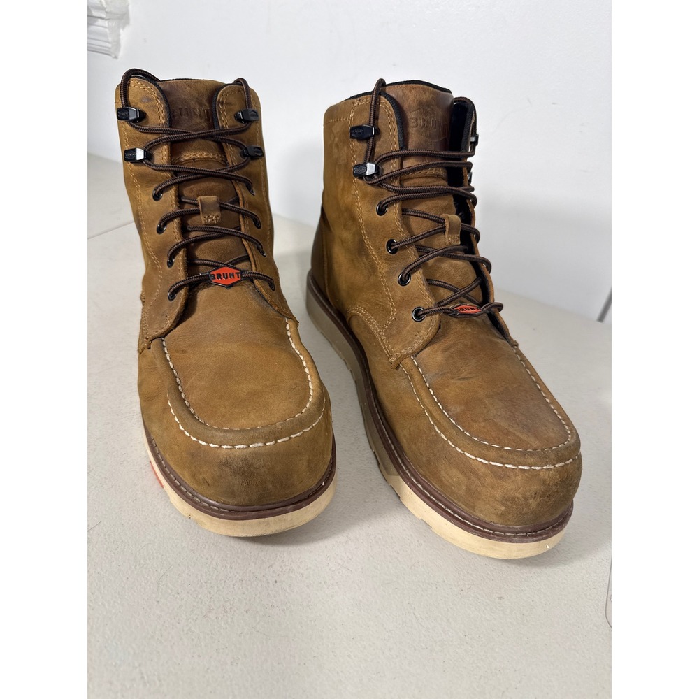 Brunt Marin Brown Leather Moc Toe Work Boots EH Rated Slip Resistant Mens Sz 12